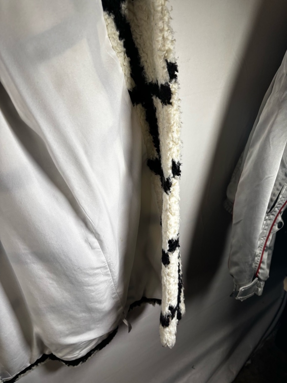 Reformation Bromley Teddy Sherpa Coat Black White Grid Plaid Long Jacket Size S - Picture 10 of 16